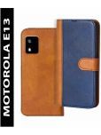 Knotyy Brown Flip Cover Artificial Leather Compatible For Motorola Moto E13 ( Pack of 1 )