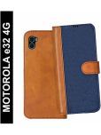 Knotyy Brown Flip Cover Artificial Leather Compatible For Motorola Moto E32 (India) ( Pack of 1 )