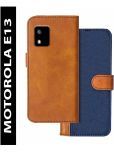 Knotyy Brown Flip Cover Artificial Leather Compatible For Motorola Moto E13 ( Pack of 1 )