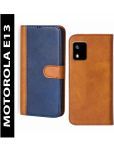 Knotyy Brown Flip Cover Artificial Leather Compatible For Motorola Moto E13 ( Pack of 1 )