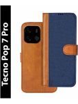 Knotyy Brown Flip Cover Artificial Leather Compatible For Tecno Pop 7 Pro ( Pack of 1 )