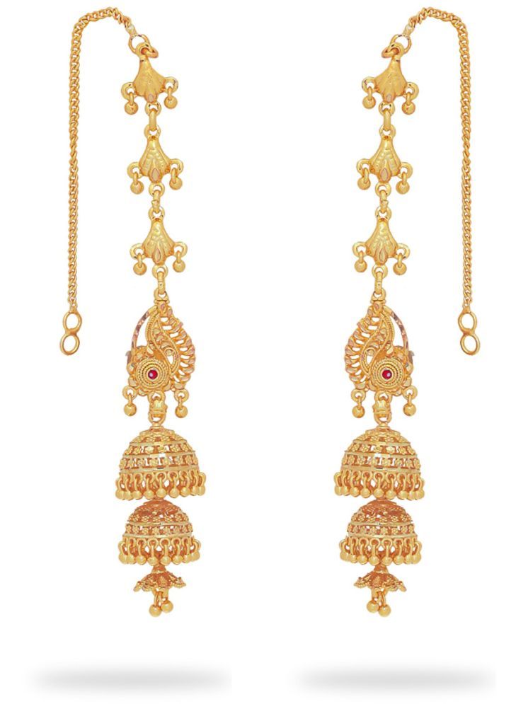     			Drashti Collection Golden Jhumki Earrings ( Pack of 1 )