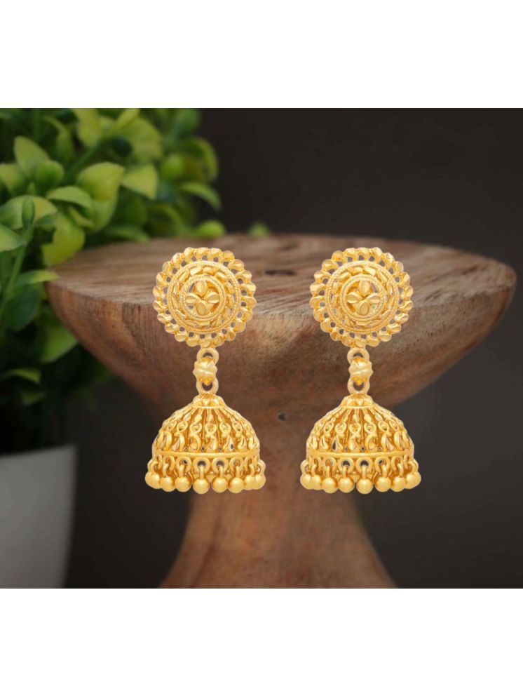     			Drashti Collection Golden Jhumki Earrings ( Pack of 1 )