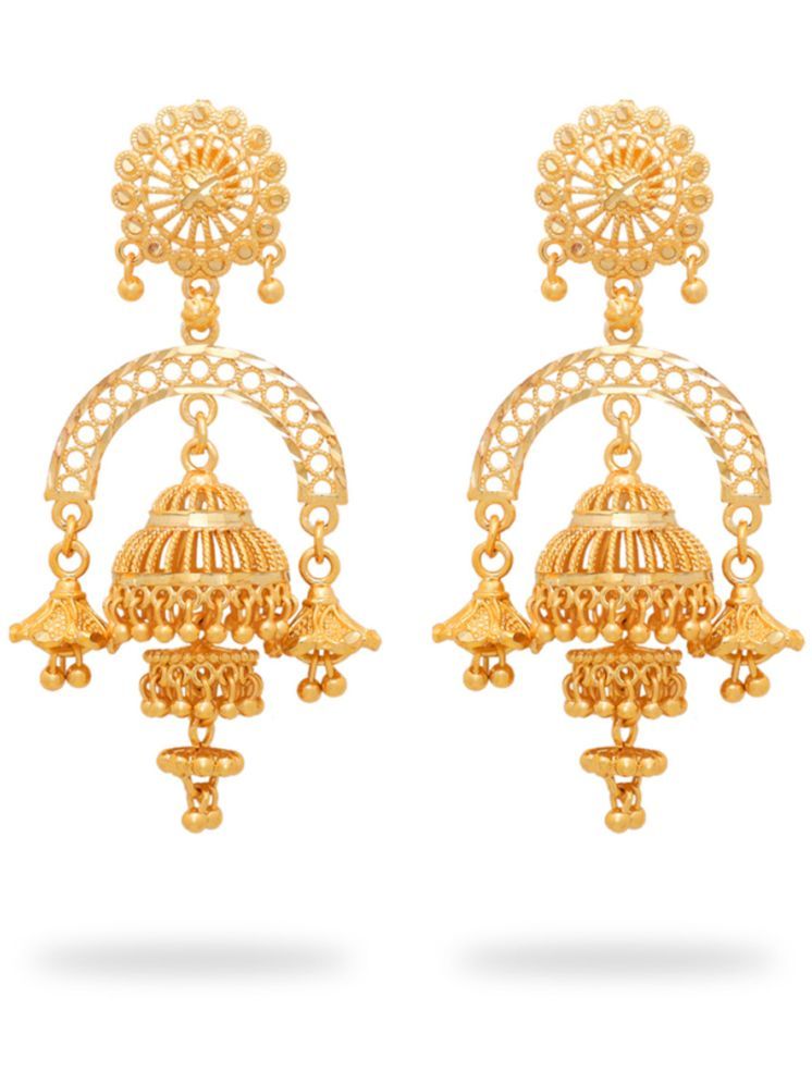     			Drashti Collection Golden Jhumki Earrings ( Pack of 1 )