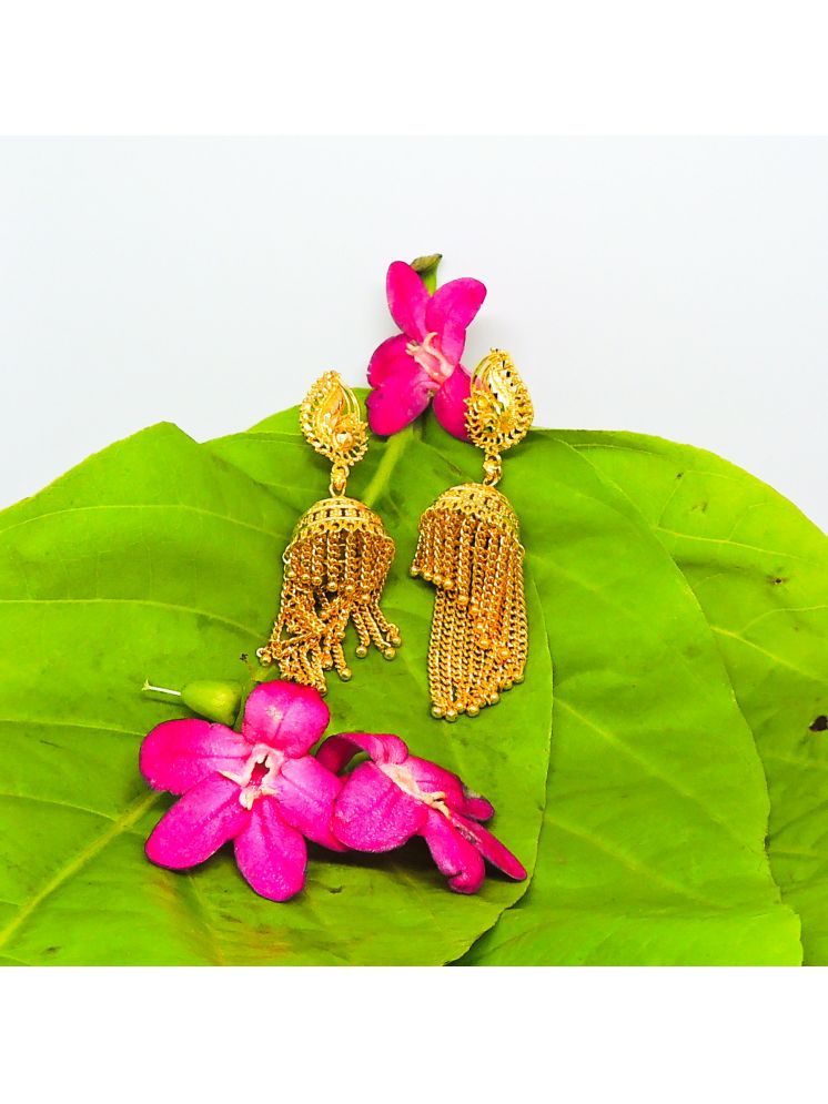     			Drashti Collection Golden Jhumki Earrings ( Pack of 1 )