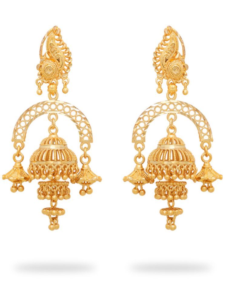     			Drashti Collection Golden Jhumki Earrings ( Pack of 1 )