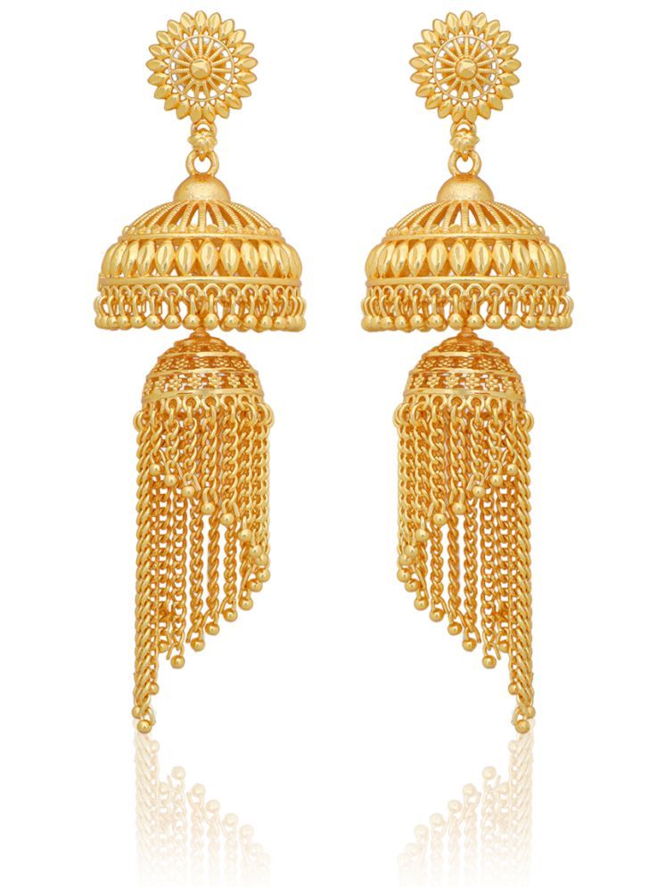     			Drashti Collection Golden Jhumki Earrings ( Pack of 1 )