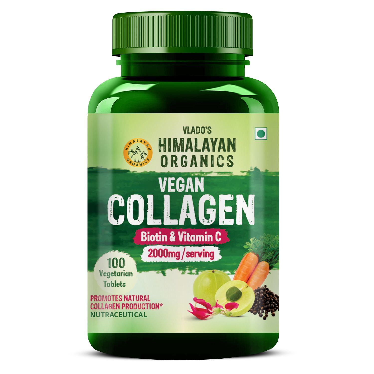     			Himalayan Organics Vegan Collagen 2000Mg With Biotin And Vitamin C | Good For Glowing Skin | Healthy Hair And Nail - 100 Veg Tablets