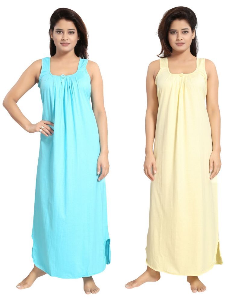     			INNER BEATS Multicolor Cotton Blend Women's Nightwear Night Dress ( Pack of 2 )