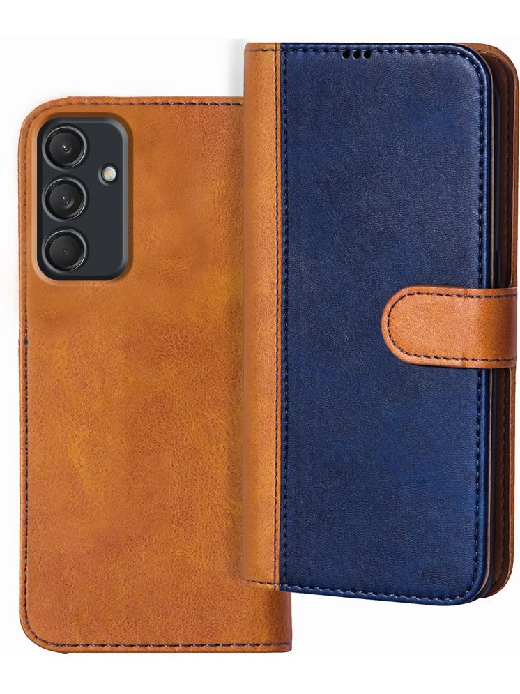     			Knotyy Brown Flip Cover Artificial Leather Compatible For Samsung Galaxy M55 5G ( Pack of 1 )