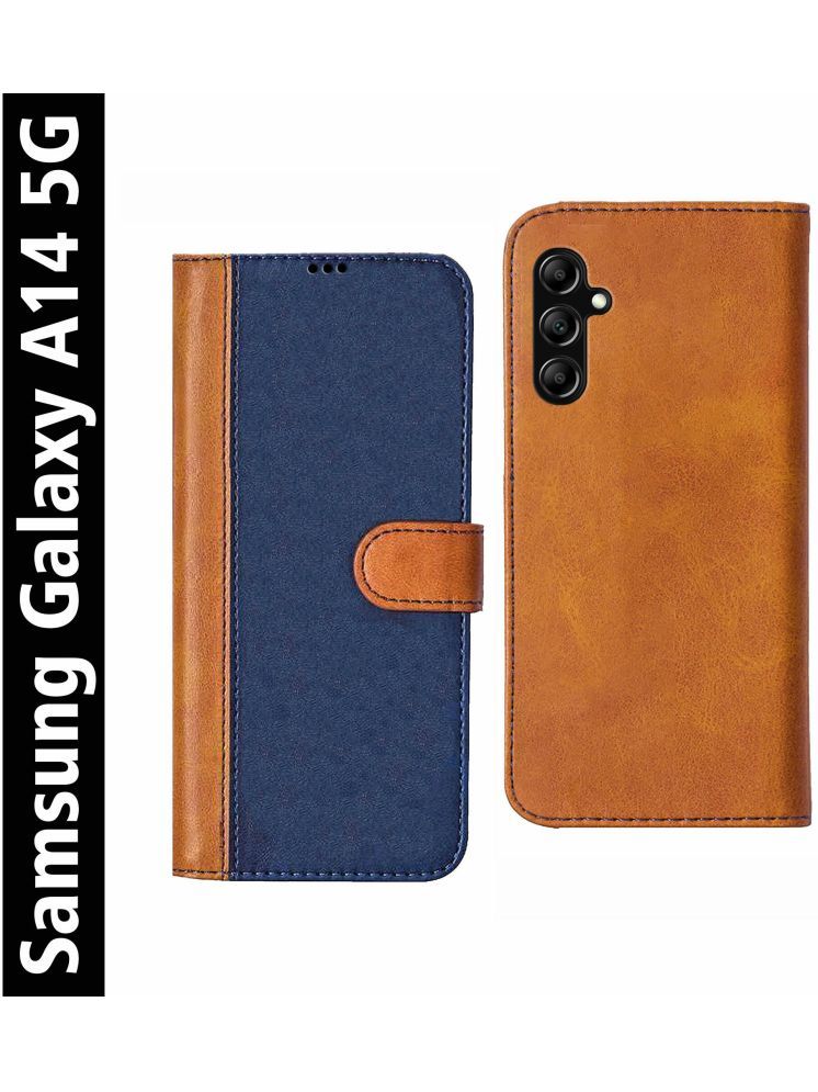     			Knotyy Brown Flip Cover Artificial Leather Compatible For SAMSUNG Galaxy A14 5G ( Pack of 1 )