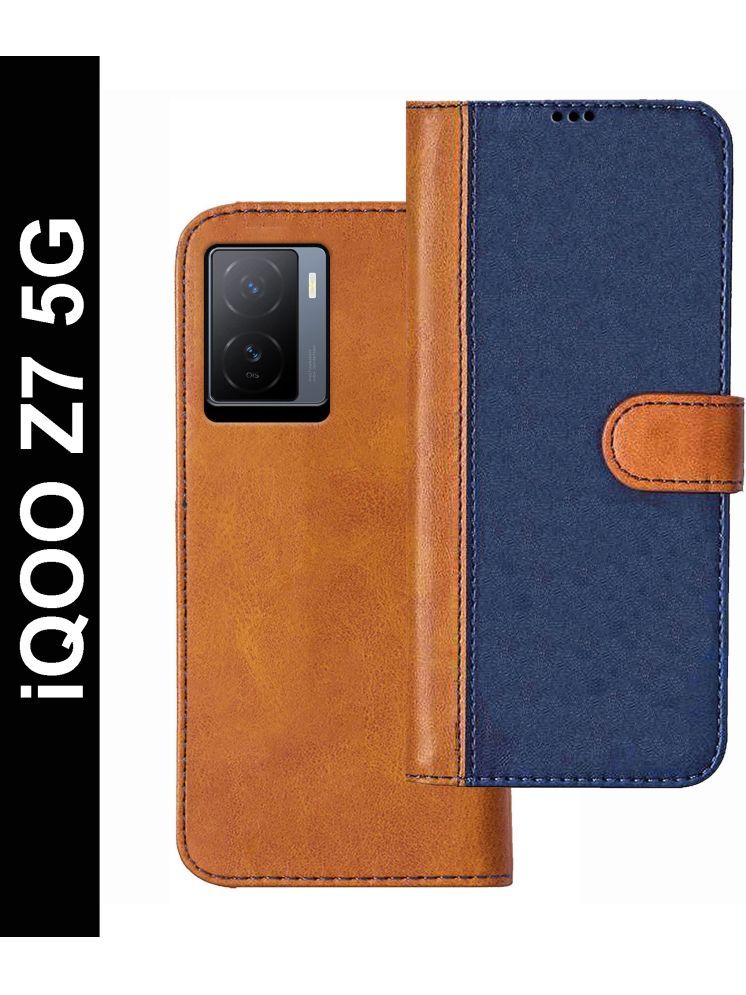     			Knotyy Brown Flip Cover Artificial Leather Compatible For IQOO Z7 5G ( Pack of 1 )