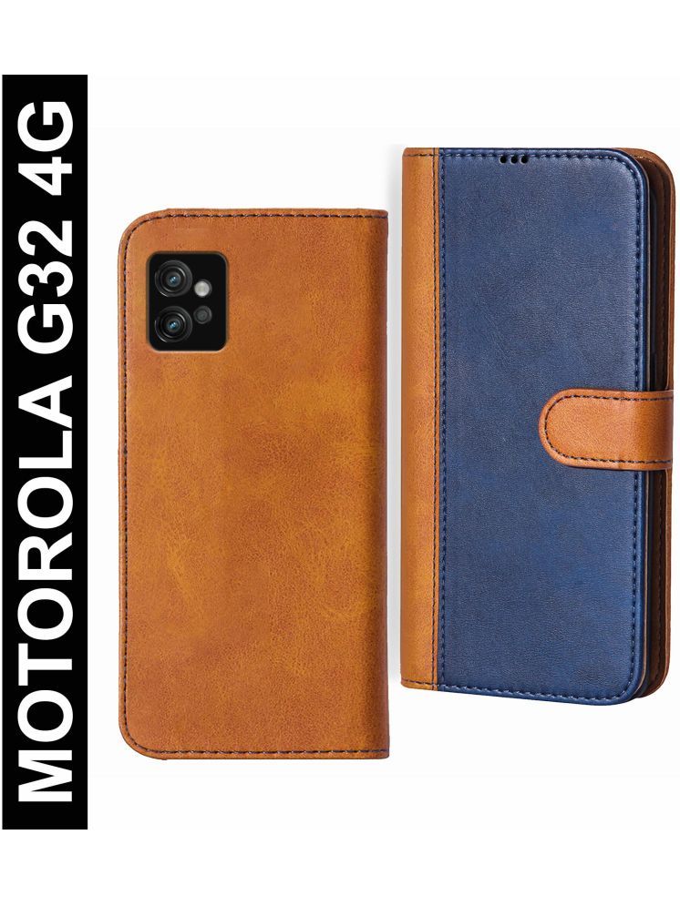     			Knotyy Brown Flip Cover Artificial Leather Compatible For MOTOROLA G32 ( Pack of 1 )