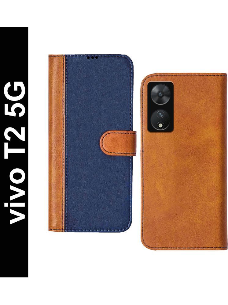     			Knotyy Brown Flip Cover Artificial Leather Compatible For vivo T2 5G ( Pack of 1 )