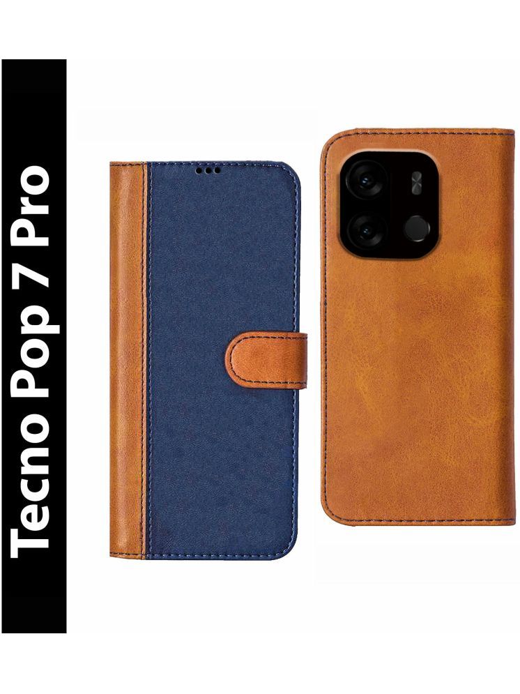     			Knotyy Brown Flip Cover Artificial Leather Compatible For Tecno Pop 7 Pro ( Pack of 1 )