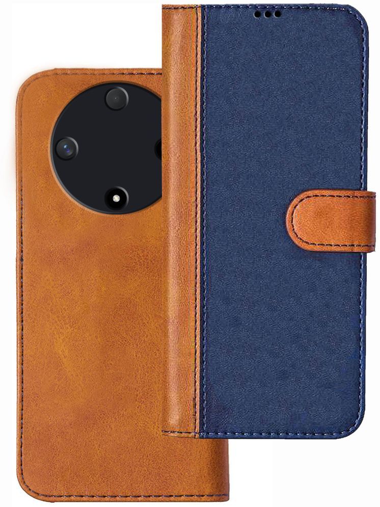     			Knotyy Brown Flip Cover Artificial Leather Compatible For Honor X9b 5G ( Pack of 1 )