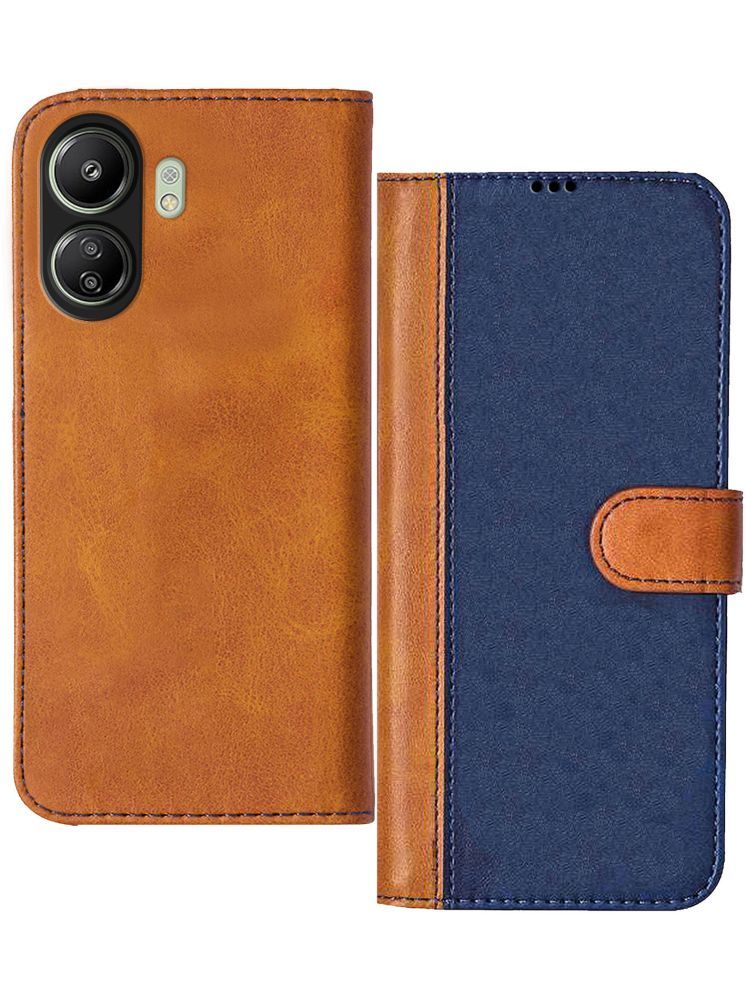     			Knotyy Brown Flip Cover Artificial Leather Compatible For Redmi 13C 4G ( Pack of 1 )