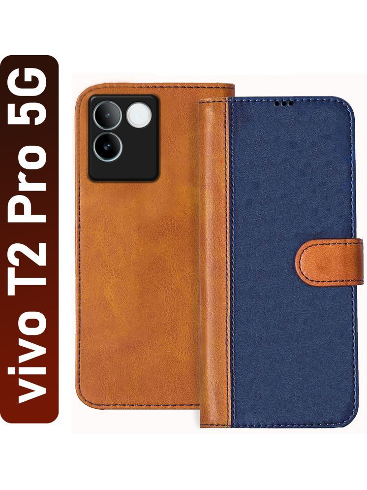     			Knotyy Brown Flip Cover Artificial Leather Compatible For vivo T2 Pro 5G ( Pack of 1 )