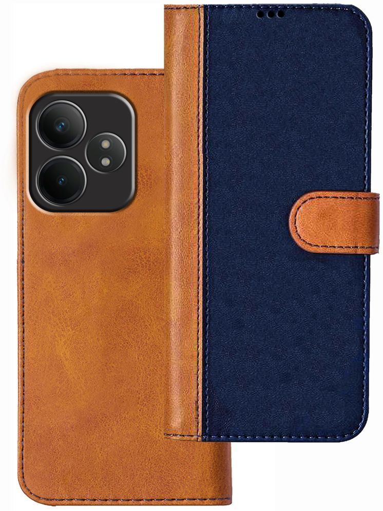     			Knotyy Brown Flip Cover Artificial Leather Compatible For Realme GT 6T 5G ( Pack of 1 )