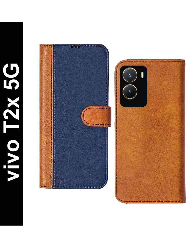     			Knotyy Brown Flip Cover Artificial Leather Compatible For vivo T2x 5G ( Pack of 1 )