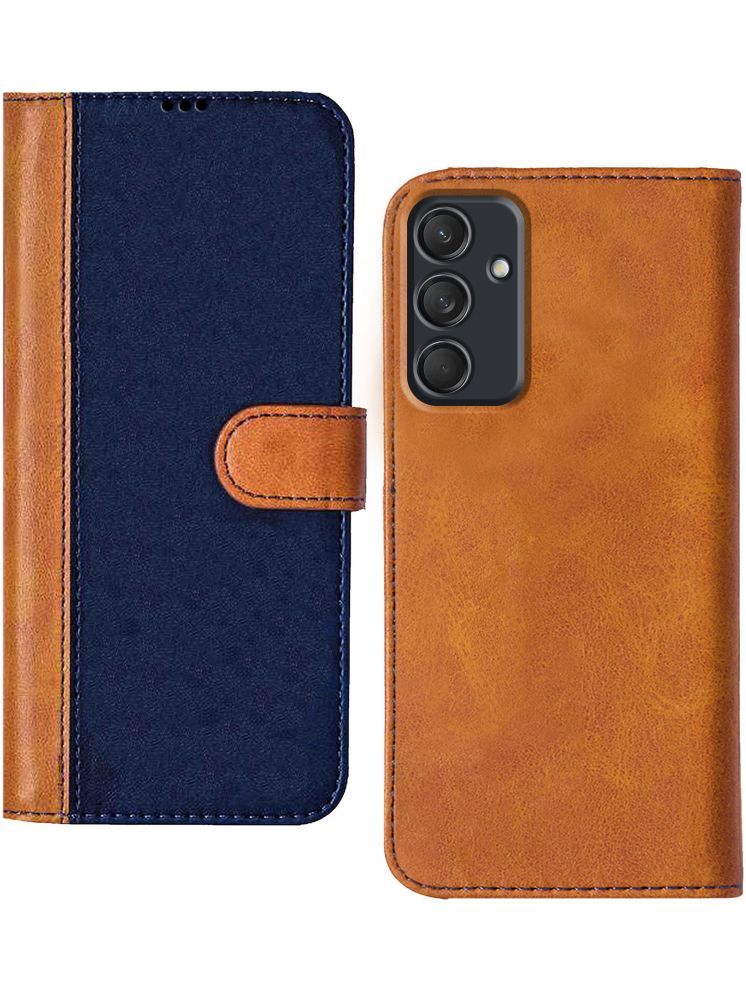     			Knotyy Brown Flip Cover Artificial Leather Compatible For Samsung Galaxy M55 5G ( Pack of 1 )