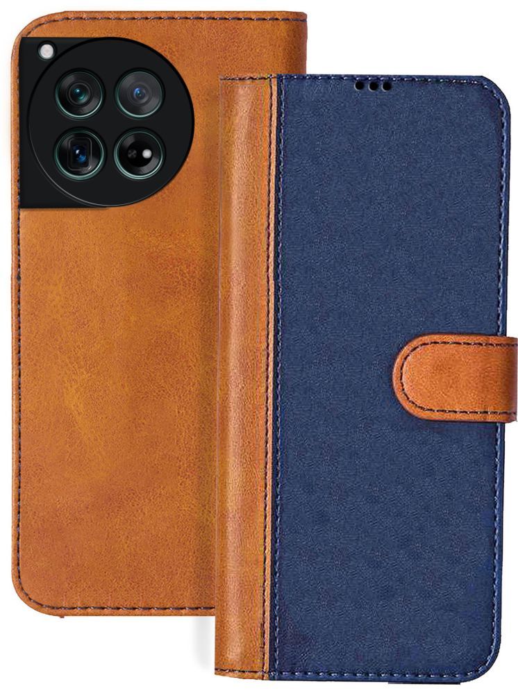     			Knotyy Brown Flip Cover Artificial Leather Compatible For Oneplus 12 5G ( Pack of 1 )