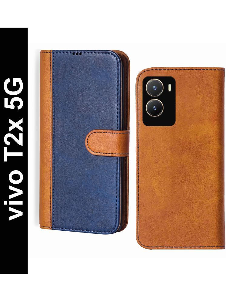     			Knotyy Brown Flip Cover Artificial Leather Compatible For vivo T2x 5G ( Pack of 1 )