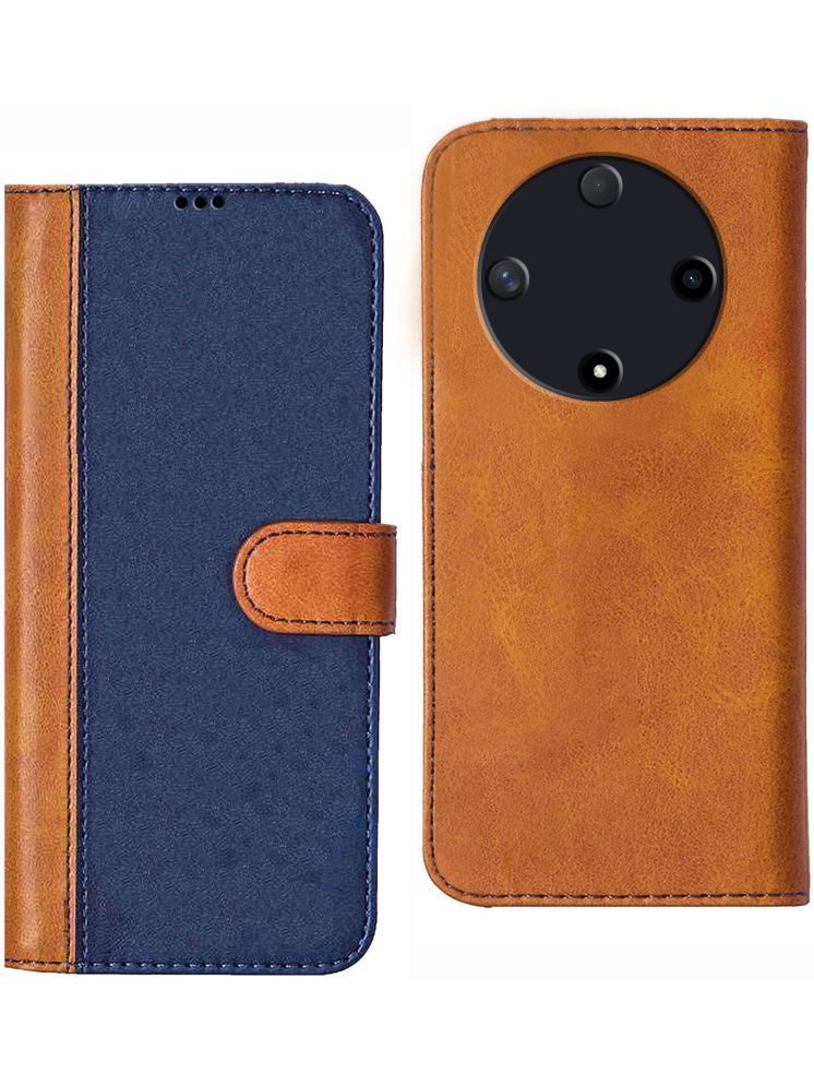     			Knotyy Brown Flip Cover Artificial Leather Compatible For Honor X9b 5G ( Pack of 1 )