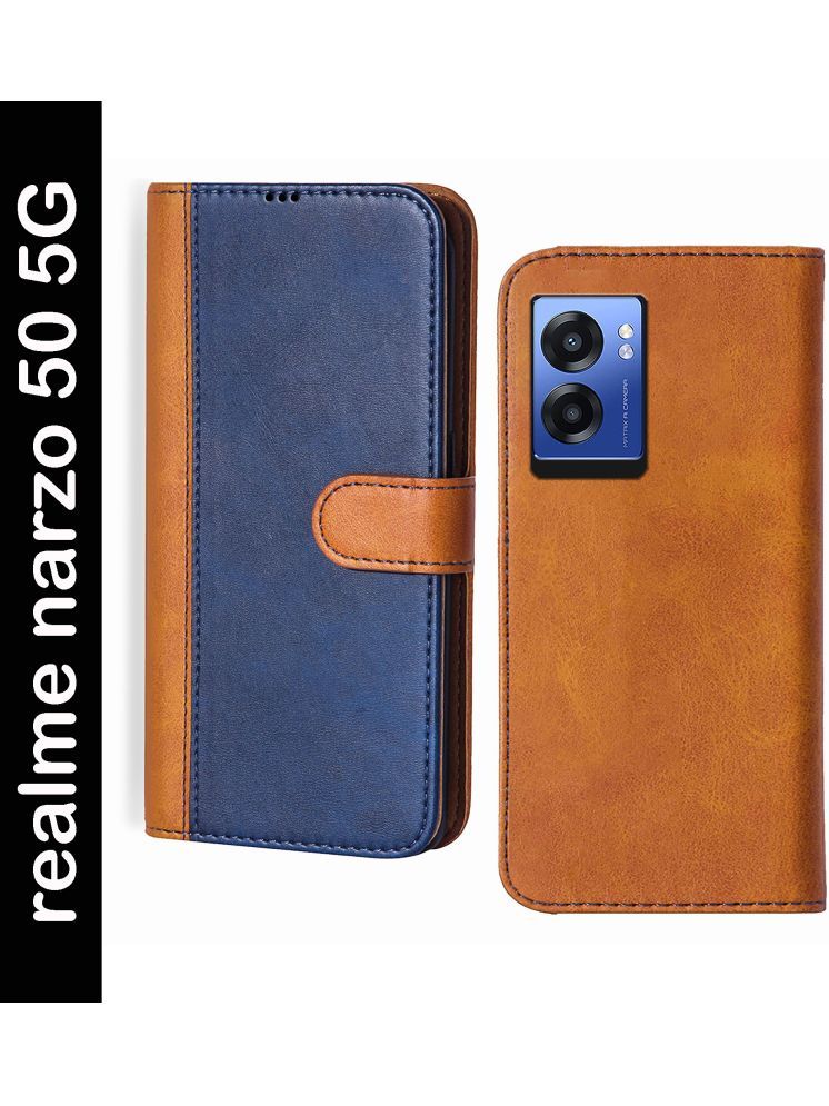     			Knotyy Brown Flip Cover Artificial Leather Compatible For Realme Narzo 50 5G ( Pack of 1 )