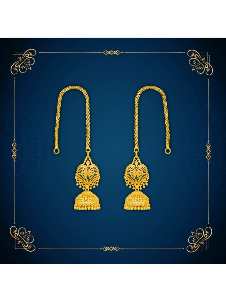     			LUV FASHION Golden Jhumki Earrings ( Pack of 1 )