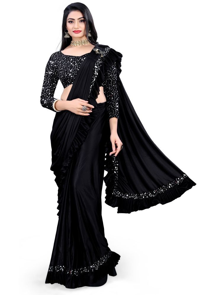     			Samai Silk Embellished Saree With Blouse Piece - Black ( Pack of 1 )