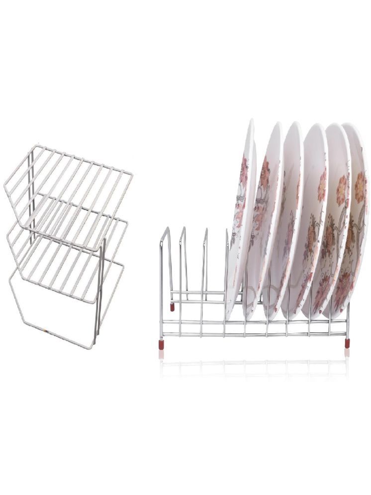     			Sushil Silver Stainless Steel Dish Racks ( Pack of 2 )