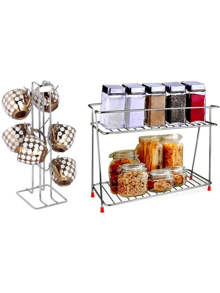     			Sushil Silver Stainless Steel Storage Racks ( Pack of 2 )