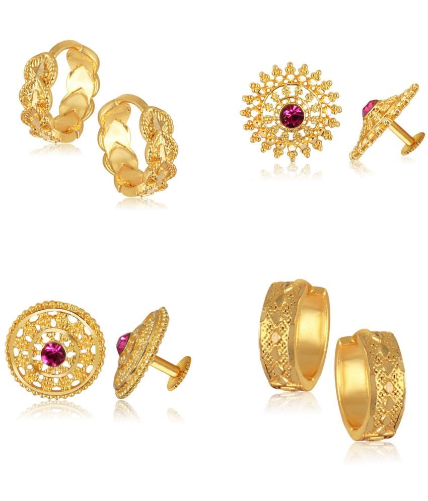     			Vighnaharta Golden Stud Earrings ( Pack of 4 )