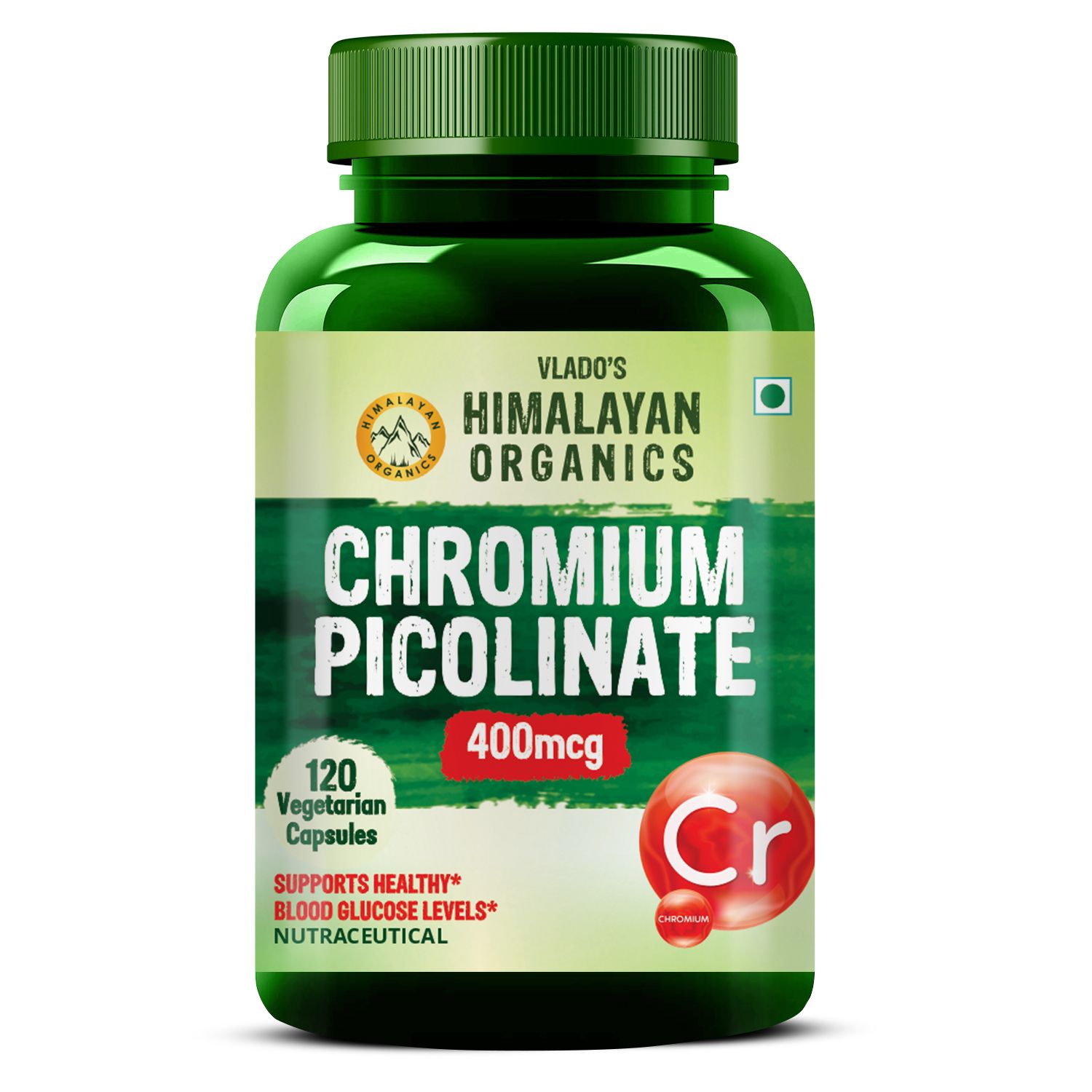     			Vlado's Himalayan Organics Chromium Picolinate 400mcg Support Healthy Blood Sugar Level 120 No.s