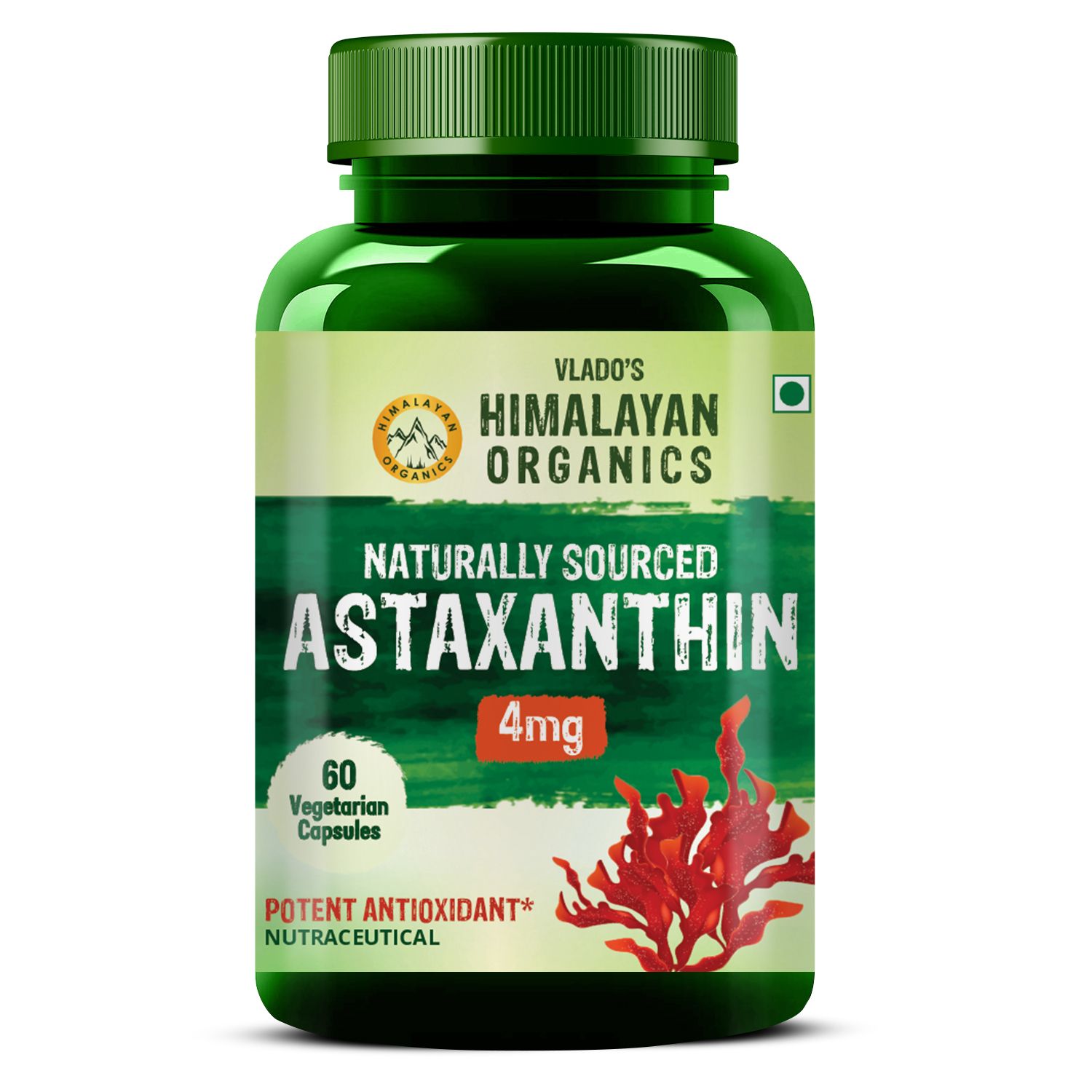     			Vlado's Himalayan Organics Naturally Sourced Astaxanthin 4mg Antioxidant for Skin, Eye 60No.s