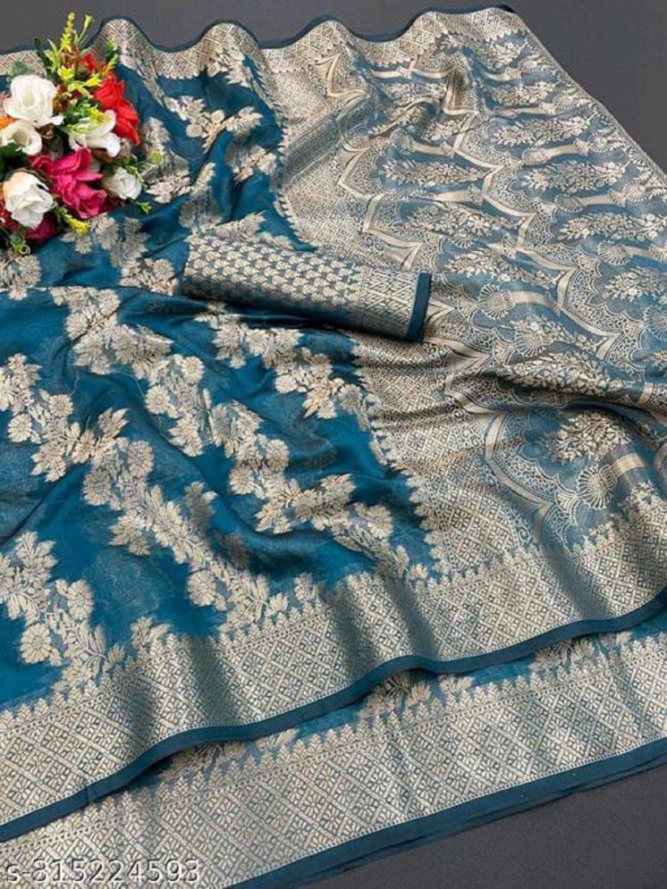     			supalee Tex Pack of 1 Organza Woven Saree With Blouse Piece ( Rama )