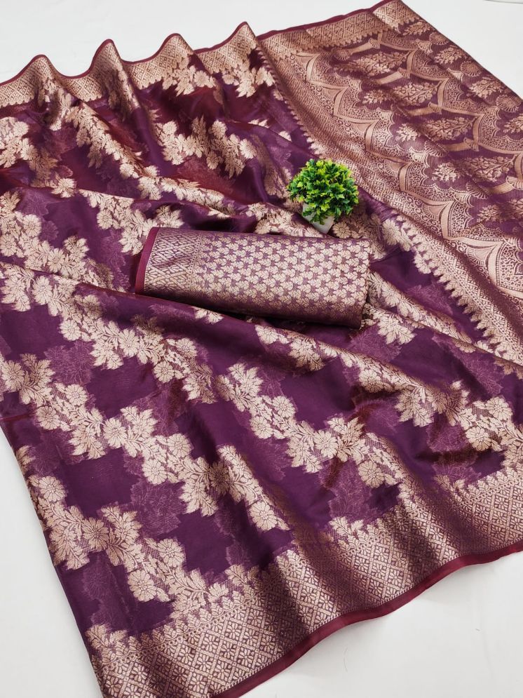     			supalee Tex Pack of 1 Organza Woven Saree With Blouse Piece ( Wine )