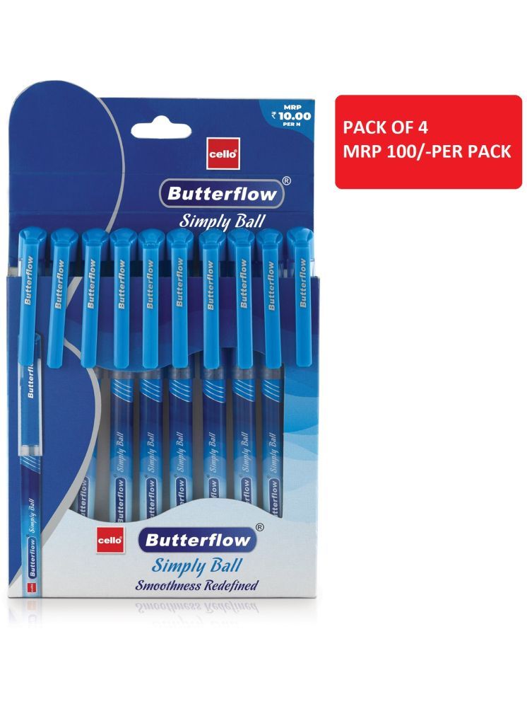     			Cello Butterflow Simly 10 Ct Ball Pens (Pack of 4)