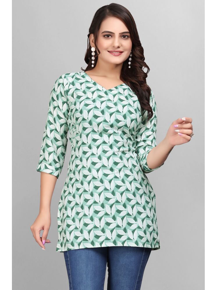     			Devakii Pack of 1 Cotton Blend Printed Straight Women's Kurti - ( Mint Green )