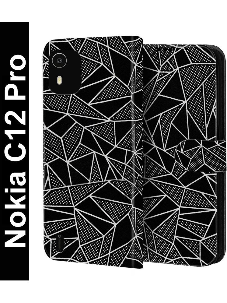     			Knotyy Black Flip Cover Artificial Leather Compatible For Nokia C12 Pro ( Pack of 1 )