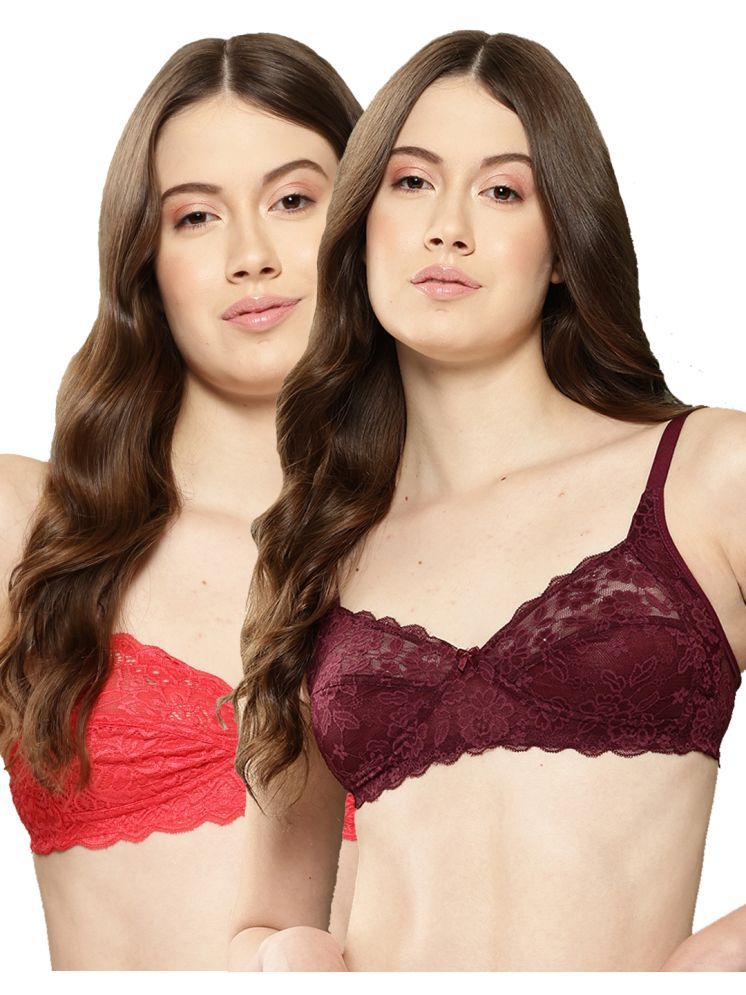     			Leading Lady Pack of 2 Nylon Non Padded T-Shirt Bra For Women ( Wine )