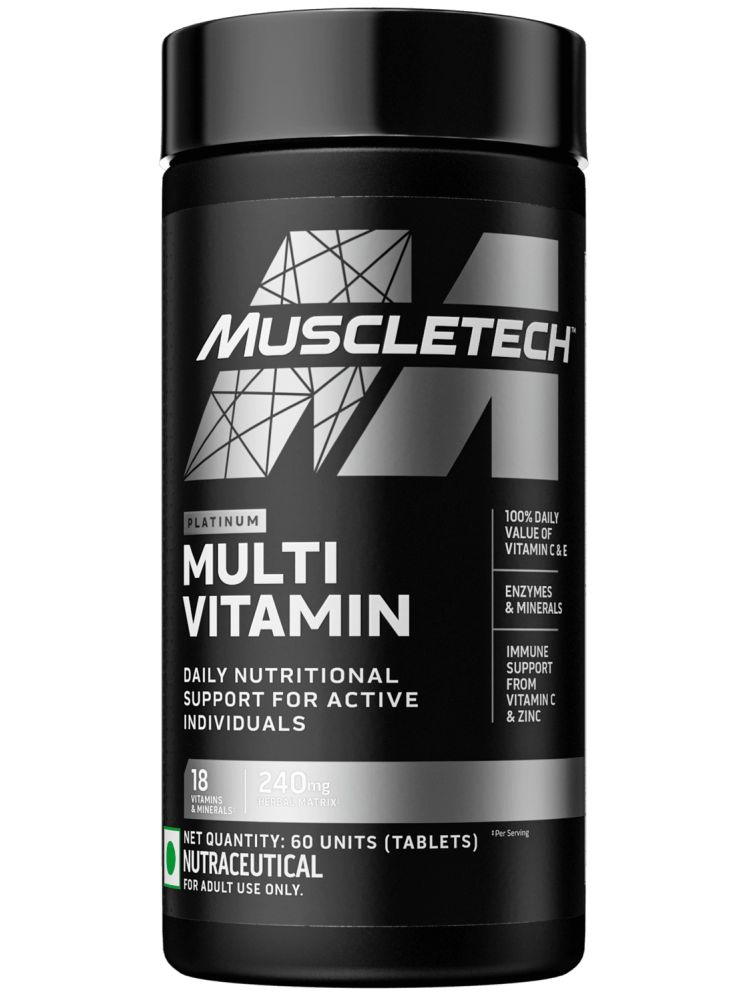     			MuscleTech Platinum Multivitamin Tablets Vitamin C for Immune Support 18 Vitamins & Minerals 60 No.s