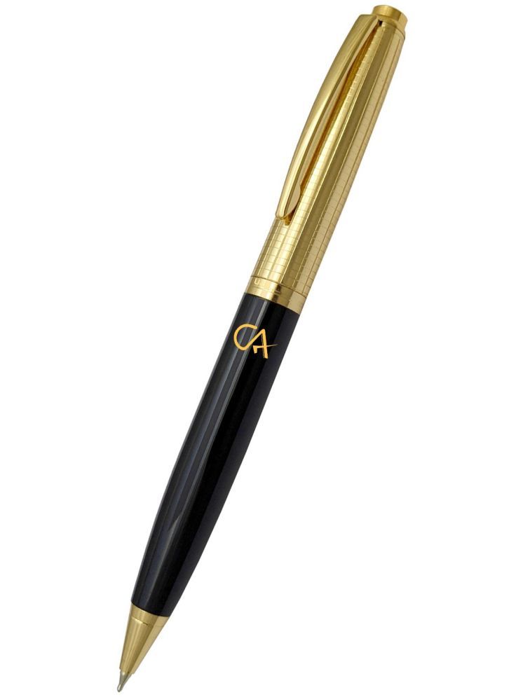     			UJJi CA Logo Golden Textured Pattern Cap in Brass  Ball Pen