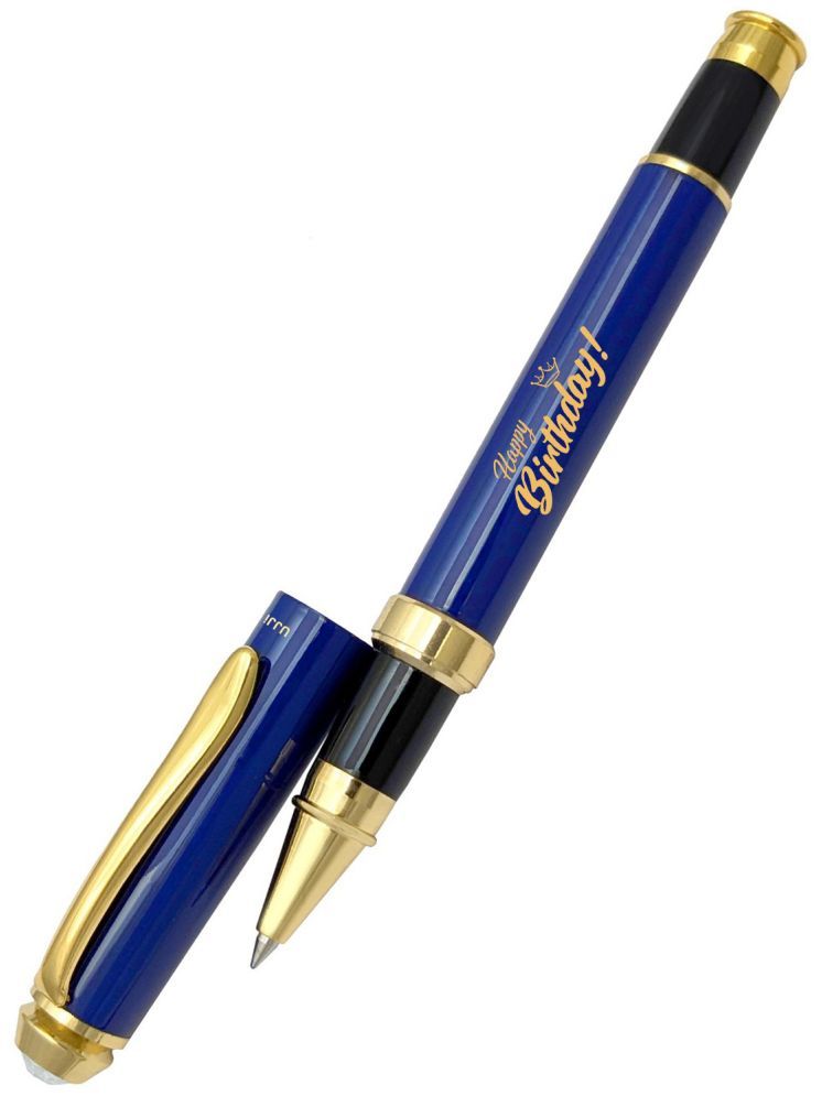     			UJJi Happy Birthday Logo Glossy Blue with Top Stone German Refill Roller Ball Pen