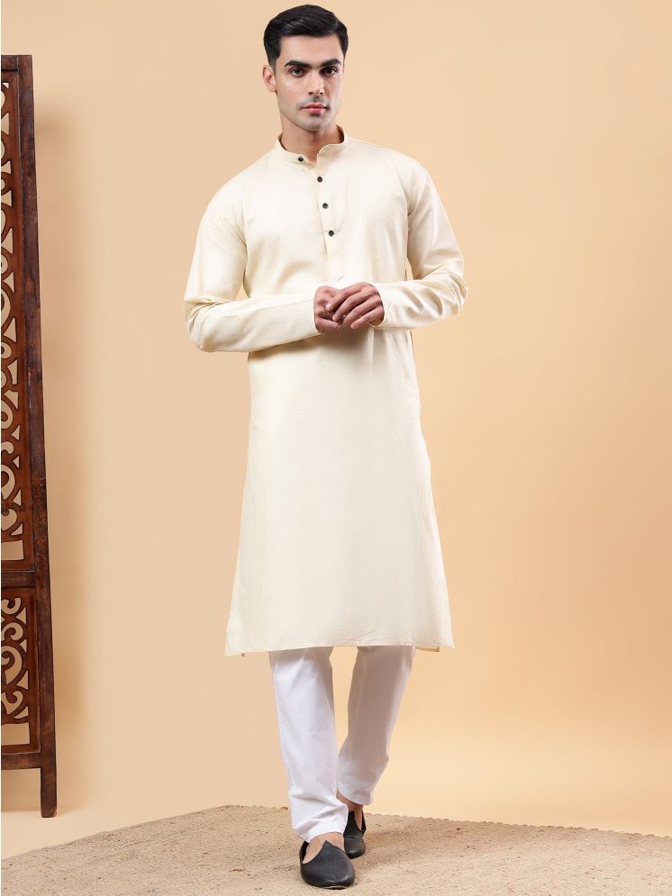     			Yugnik Beige Cotton Regular Fit Men's Kurta Pyjama Set ( Pack of 1 )