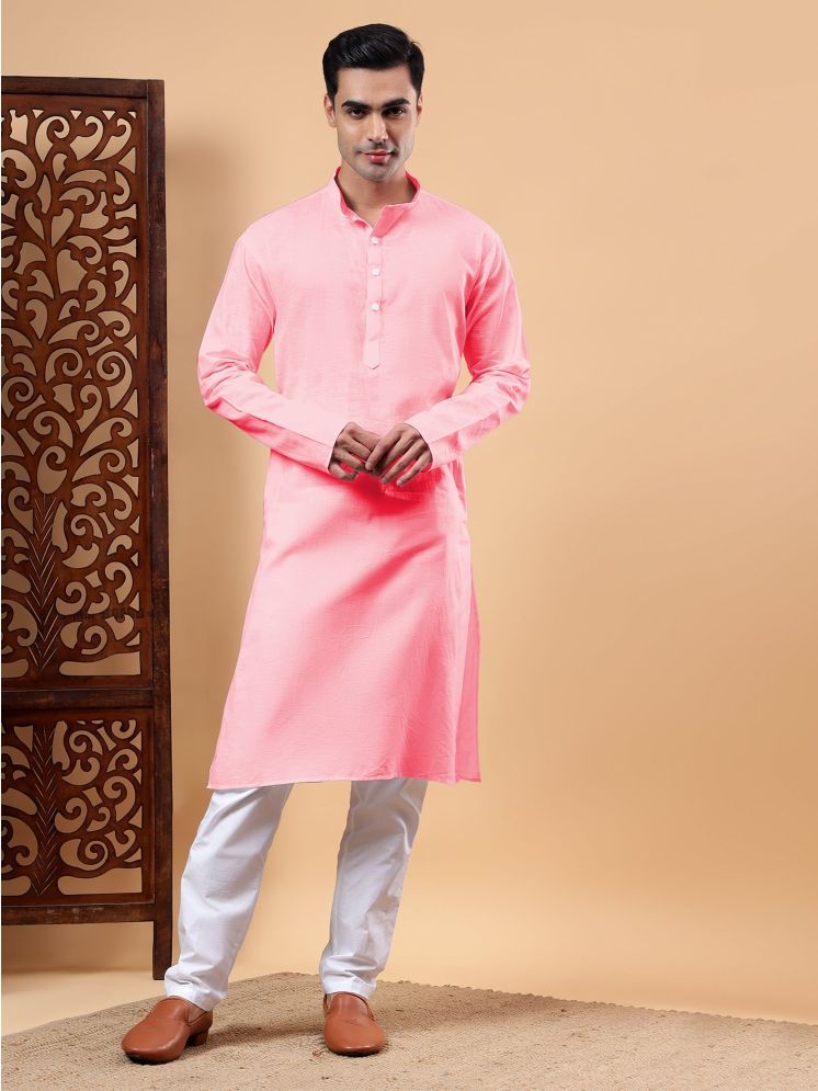     			Yugnik Peach Cotton Regular Fit Men's Kurta Pyjama Set ( Pack of 1 )