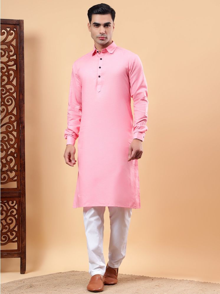     			Yugnik Peach Cotton Regular Fit Men's Kurta Pyjama Set ( Pack of 1 )