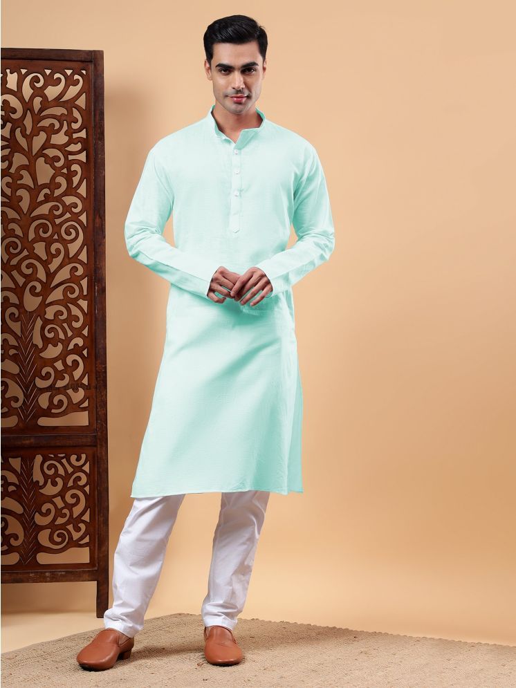     			Yugnik Rama Green Cotton Regular Fit Men's Kurta Pyjama Set ( Pack of 1 )