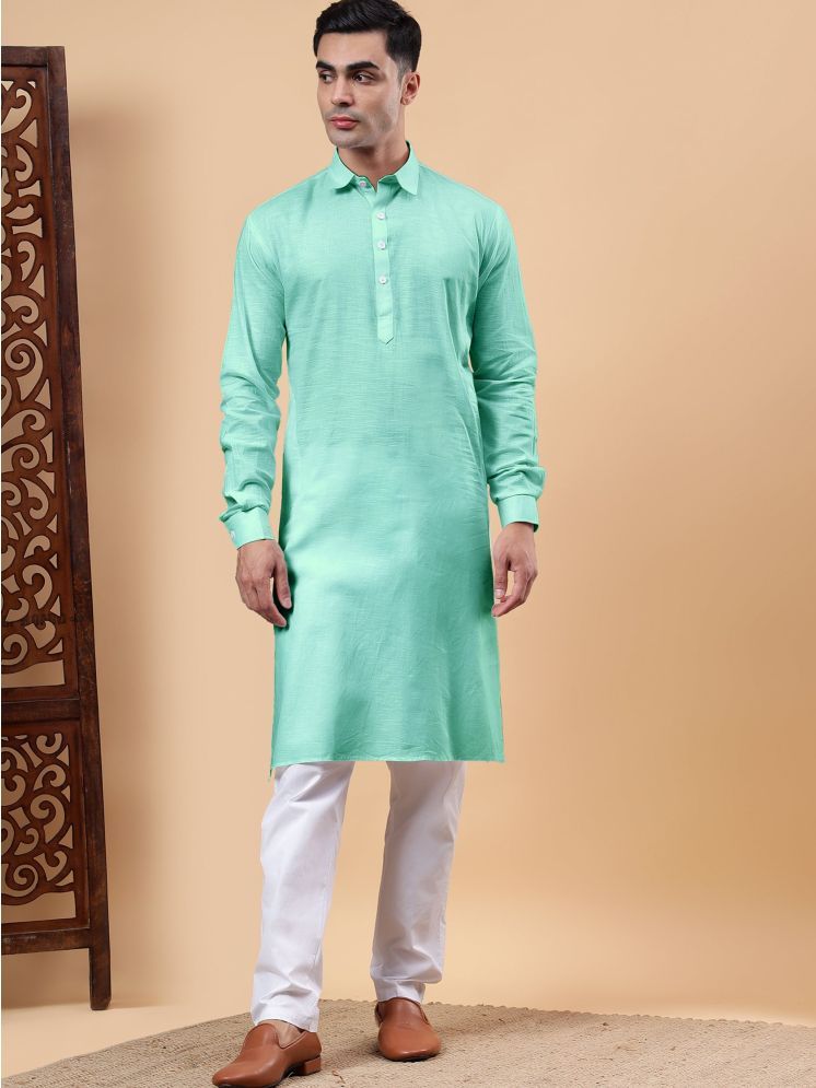     			Yugnik Rama Green Cotton Regular Fit Men's Kurta Pyjama Set ( Pack of 1 )